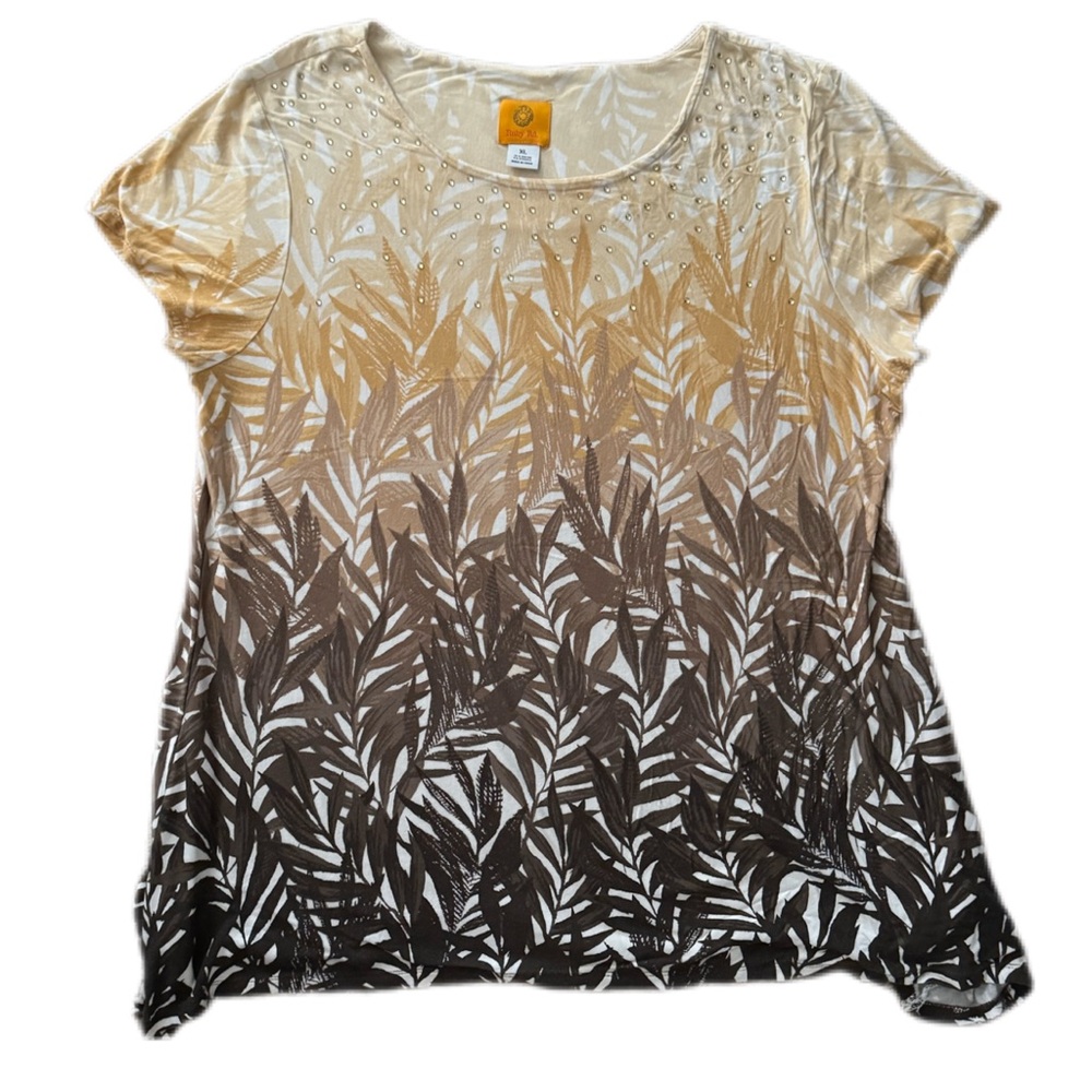 Ruby Rd Top Size Xl. Ombr Leaf Design Beading, Ha… - image 2